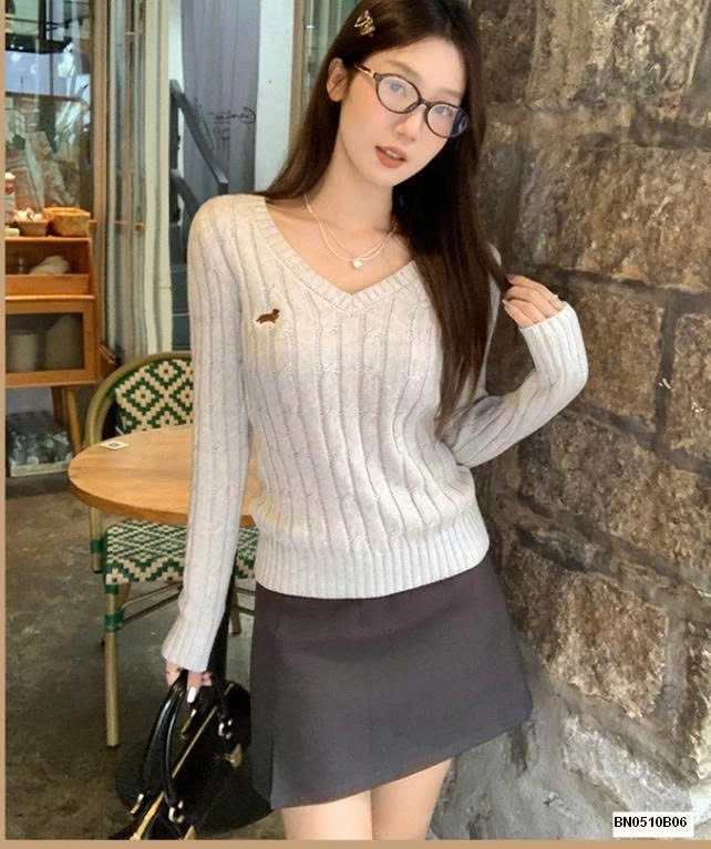 ÁO LEN DÀI TAY CỔ V