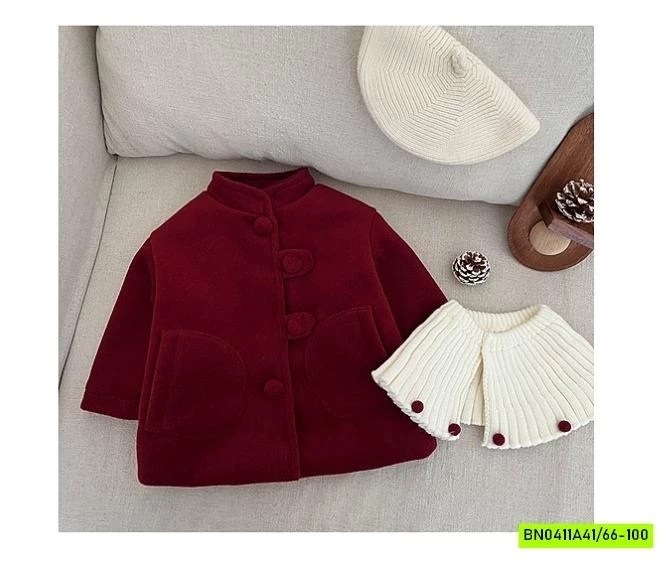 KHOÁC NỈ ĐỎ LÓT NHUNG KÈM CHOÀNG