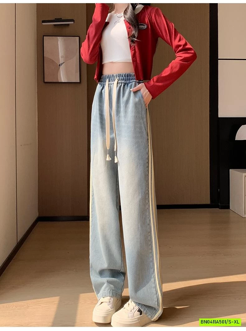 JEANS SUÔNG 3 SỌC BẠC MÀU NỮ