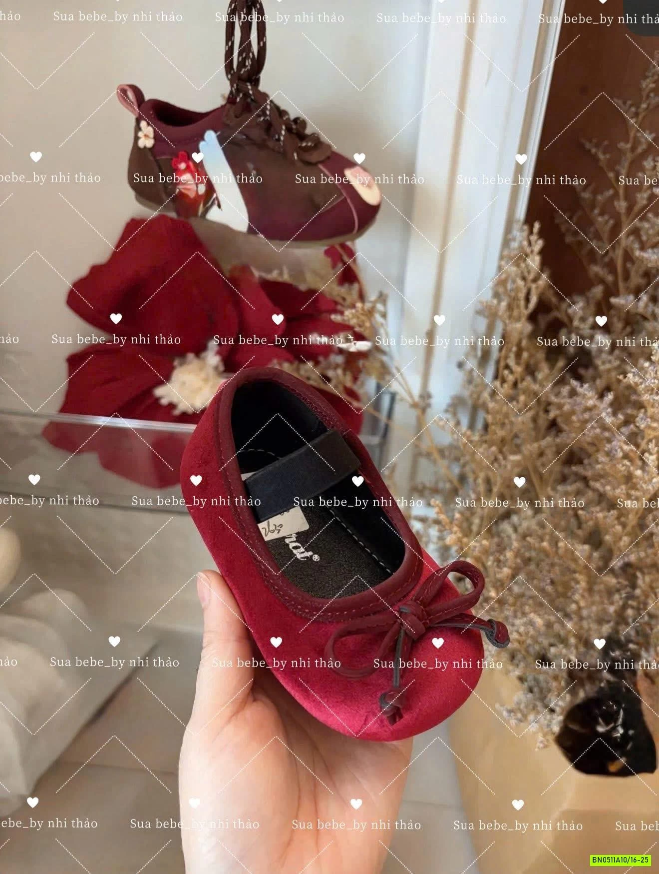 GIÀY NHUNG ĐỎ GẮN NƠ