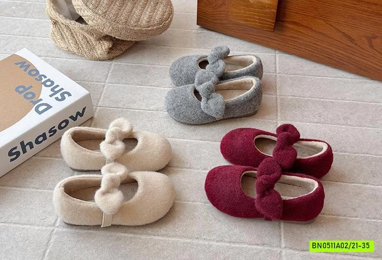 GIÀY BÚP BÊ DẠ LÔNG GẮN NƠ