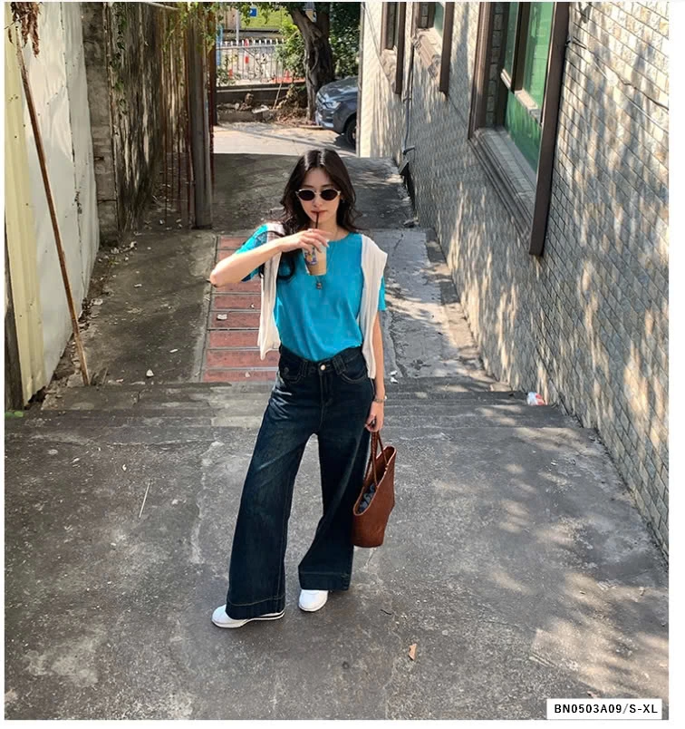 JEANS SUÔNG VIỀN GẤU