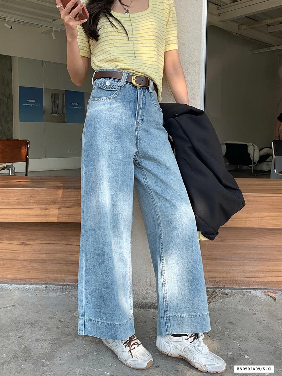 JEANS SUÔNG VIỀN GẤU