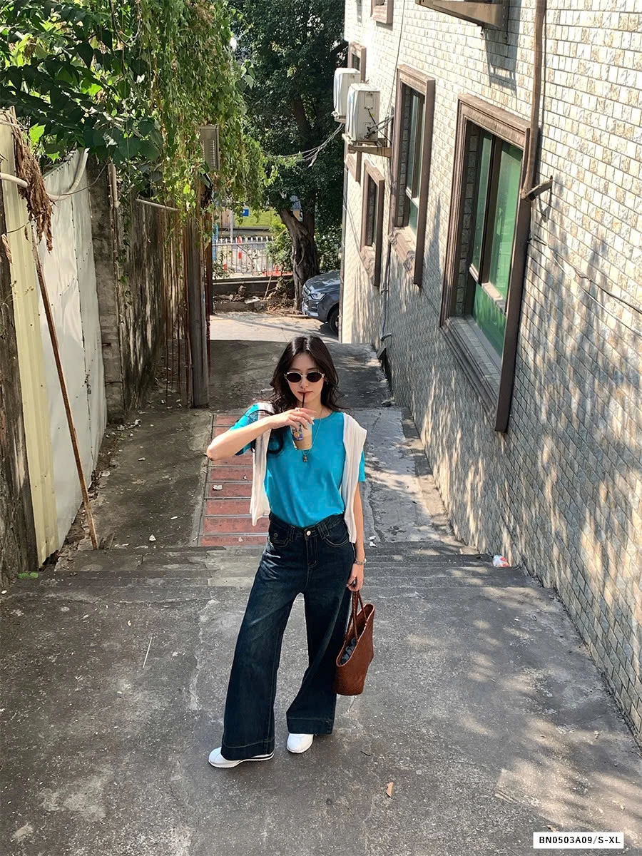 JEANS SUÔNG VIỀN GẤU