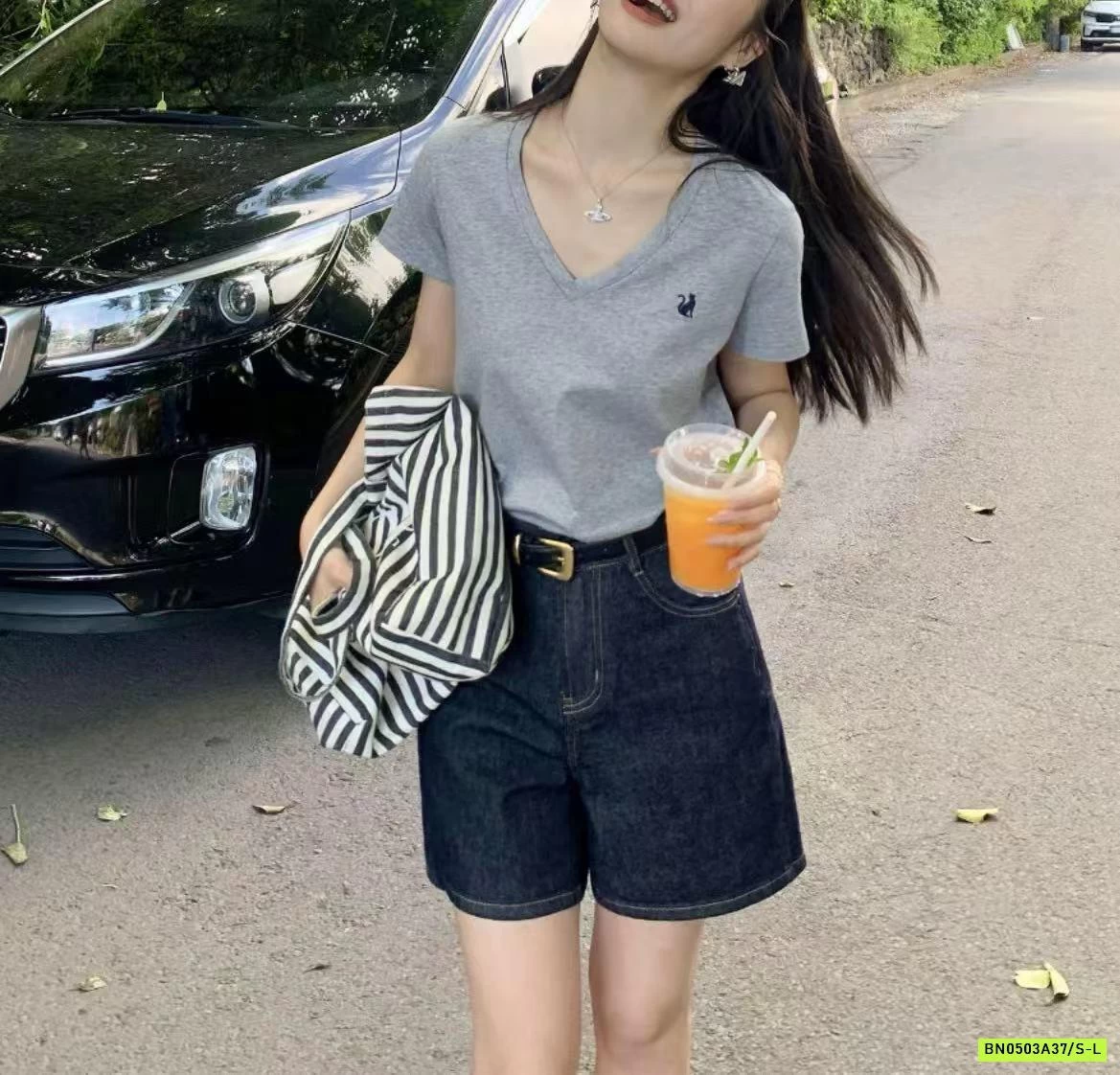 ÁO THUN CỔ V THÊU LOGO RS.STUDIO