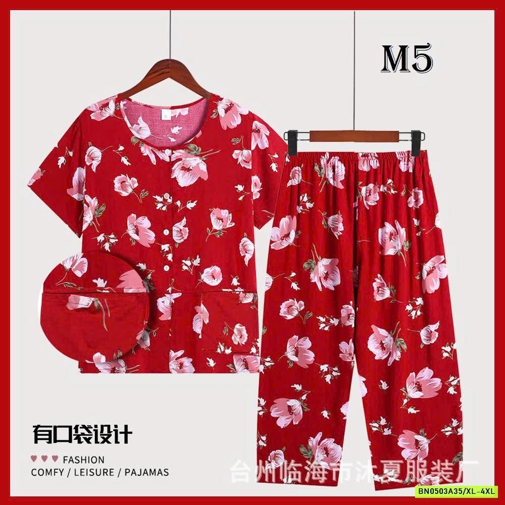 BỘ MẶC NHÀ HOẠ TIẾT HOA TRUNG NIÊN