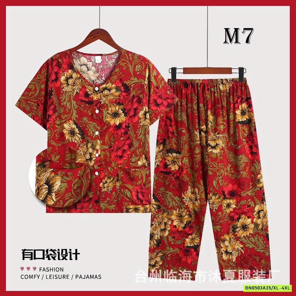 BỘ MẶC NHÀ HOẠ TIẾT HOA TRUNG NIÊN