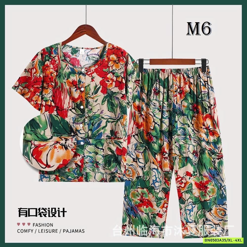 BỘ MẶC NHÀ HOẠ TIẾT HOA TRUNG NIÊN