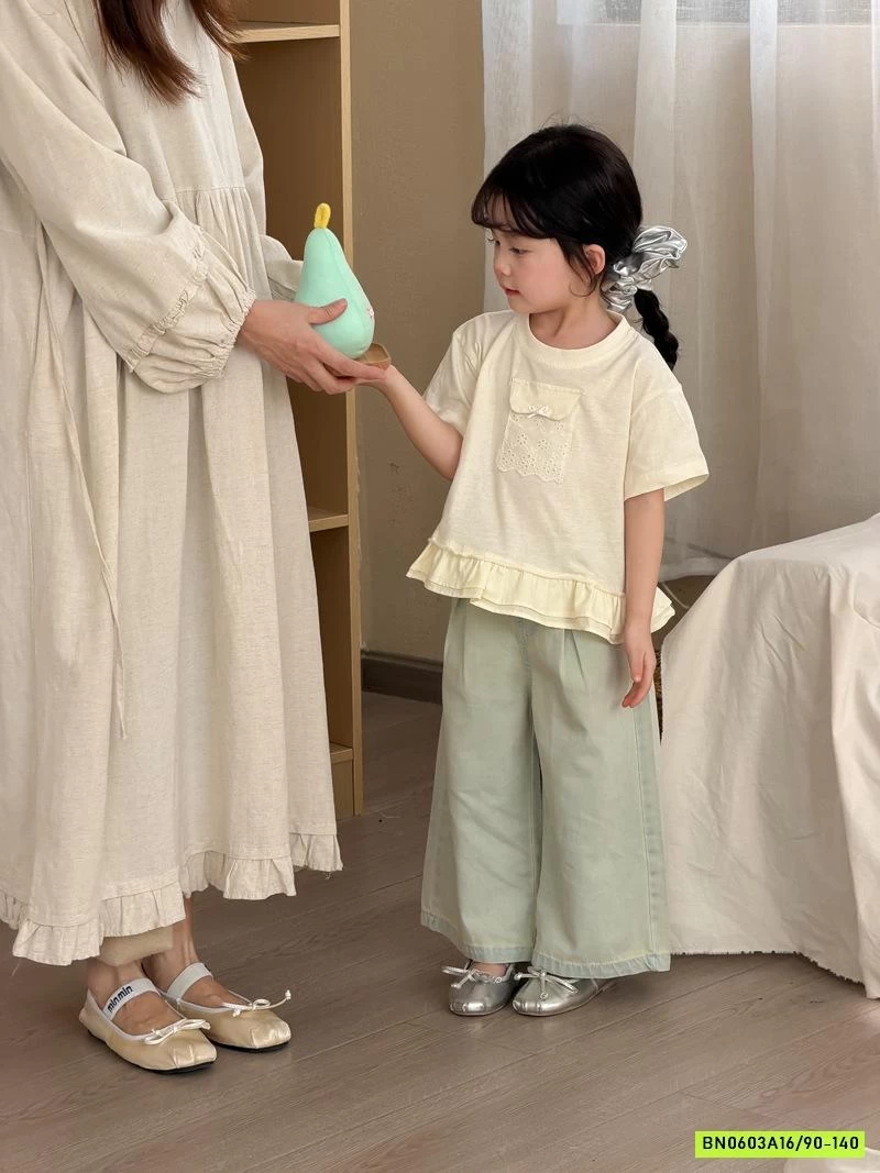 ÁO VIỀN BÈO MIX JEANS SUÔNG