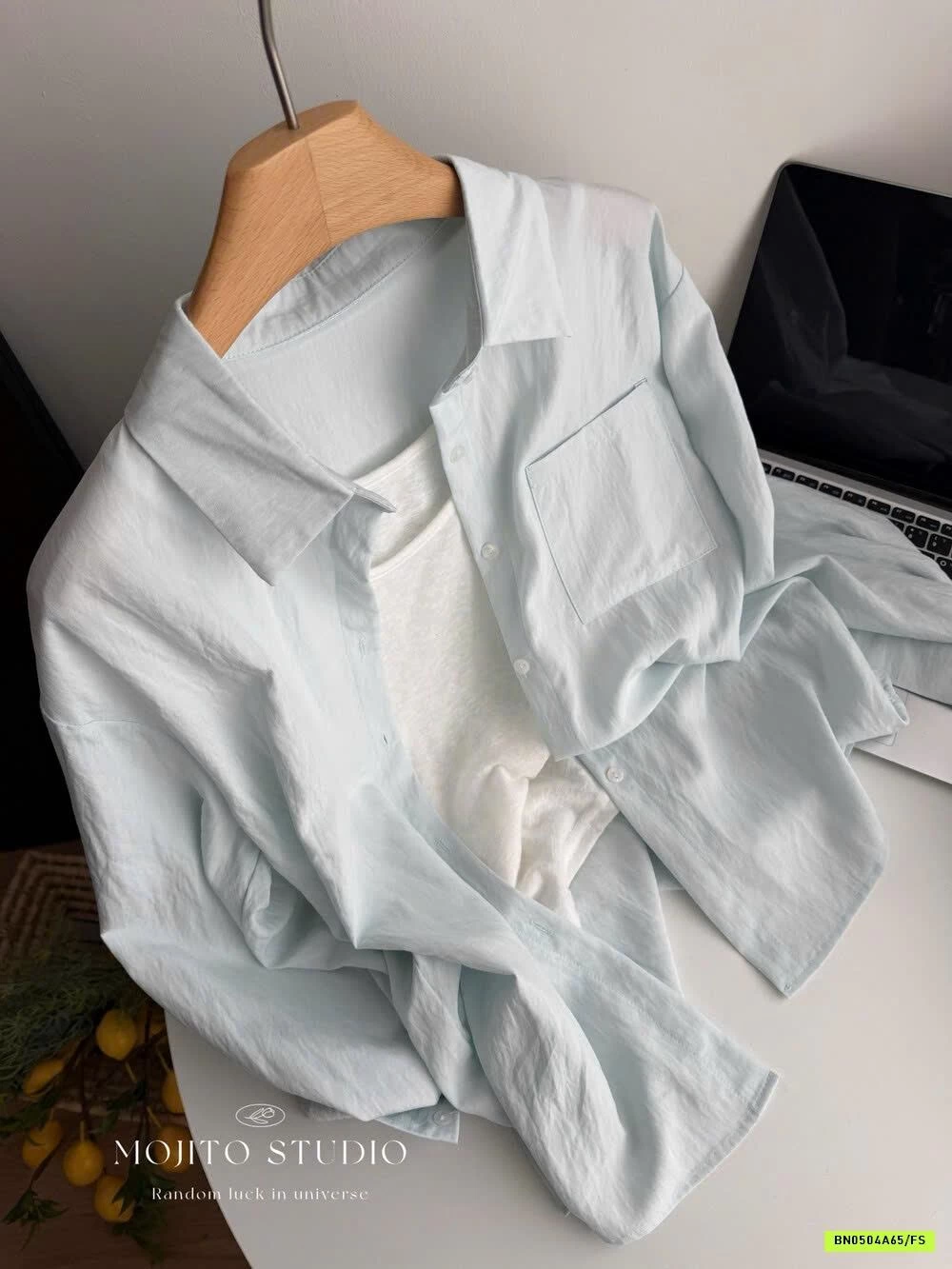 SƠ MI DÀI TAY TRƠN MÀU MOJITO