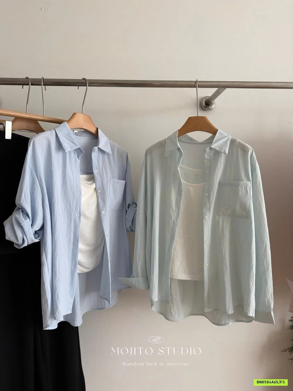 SƠ MI DÀI TAY TRƠN MÀU MOJITO