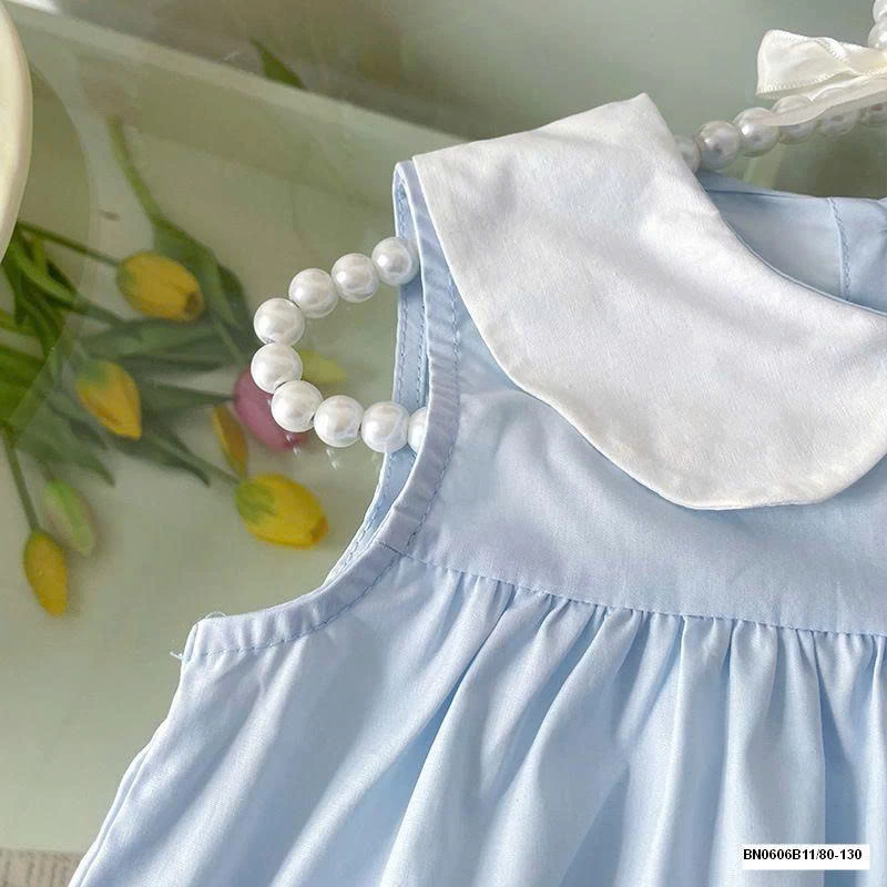 ĐẦM XANH PHỐI MÀU CỔ SEN