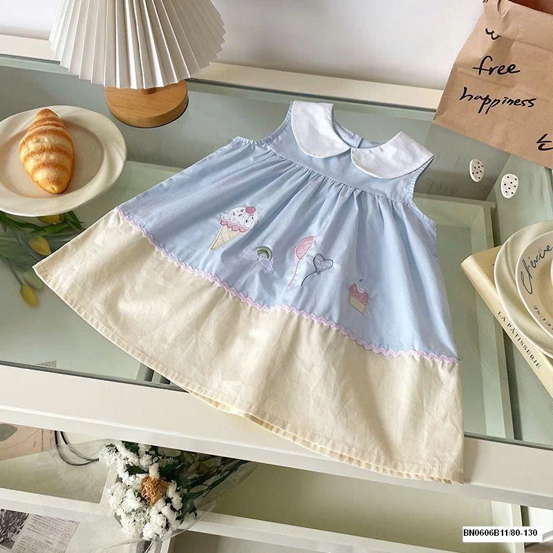 ĐẦM XANH PHỐI MÀU CỔ SEN