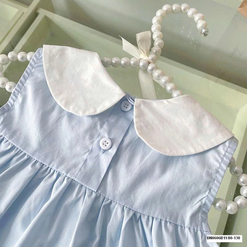 ĐẦM XANH PHỐI MÀU CỔ SEN