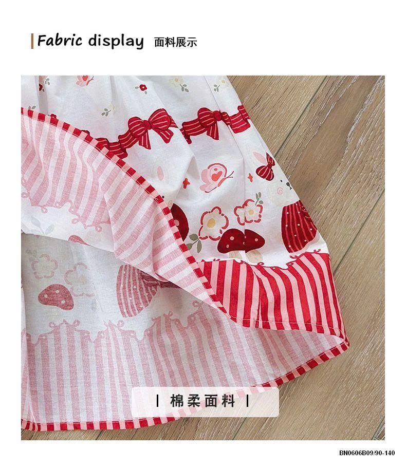 ĐẦM CÔNG CHÚA HỌA TIẾT ĐỎ