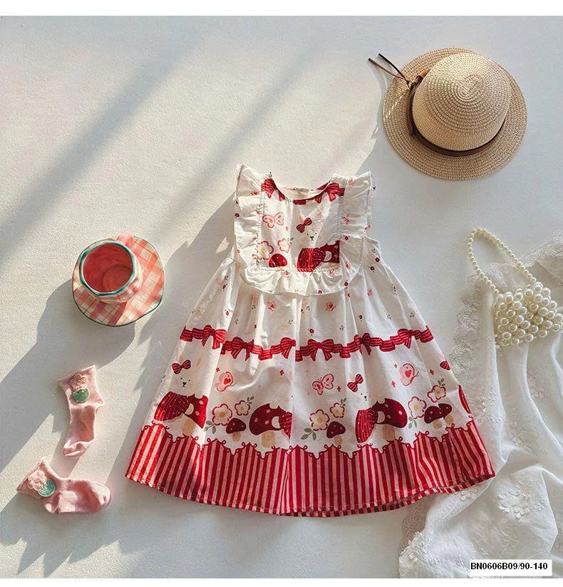 ĐẦM CÔNG CHÚA HỌA TIẾT ĐỎ