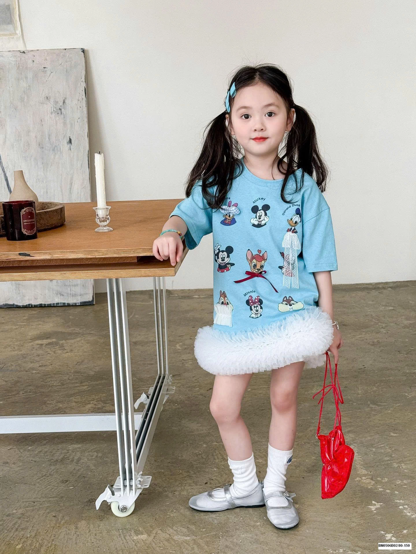 SET ÁO THUN XANH HOẠT HÌNH MIX CV TRẮNG