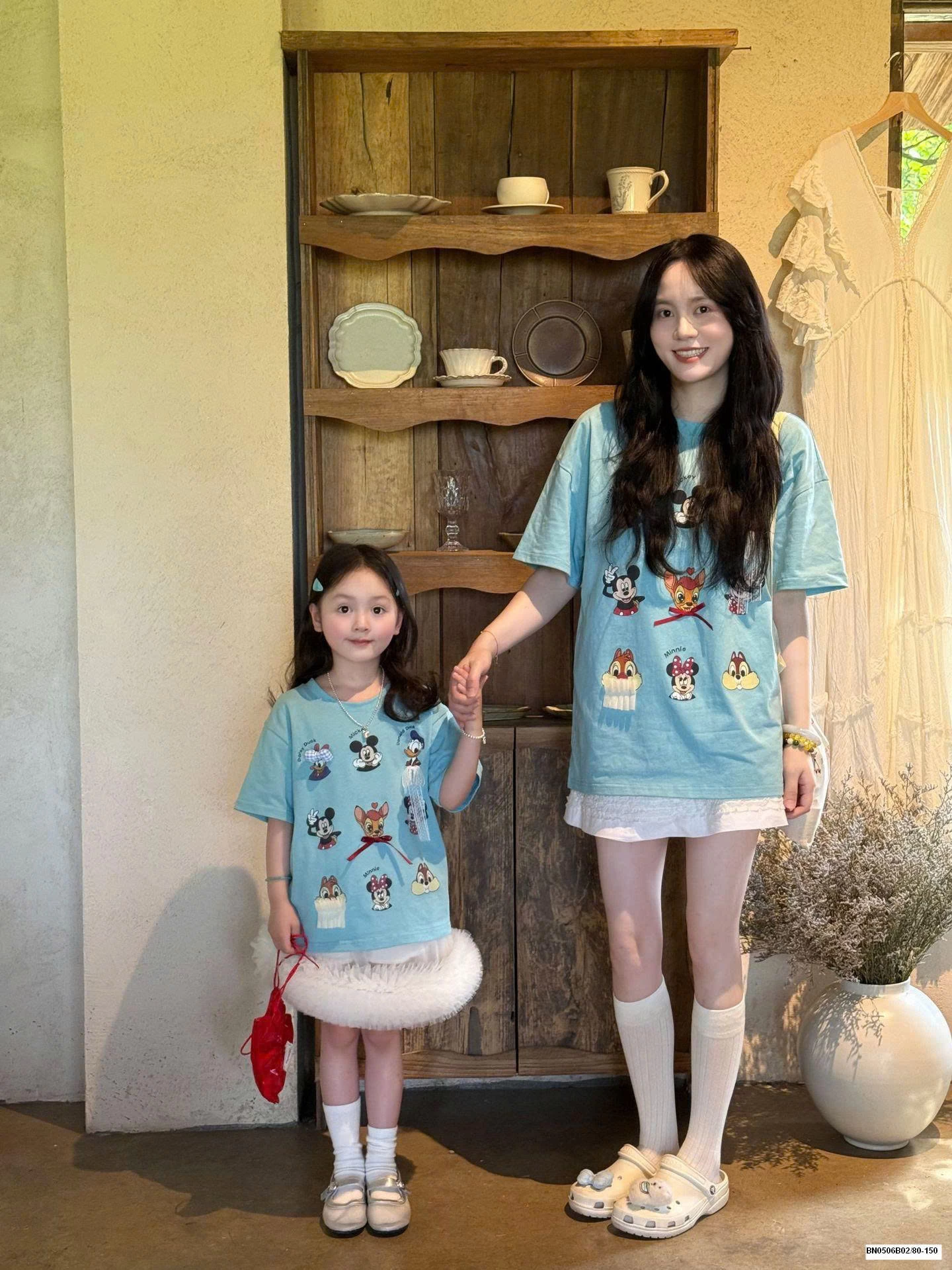 SET ÁO THUN XANH HOẠT HÌNH MIX CV TRẮNG