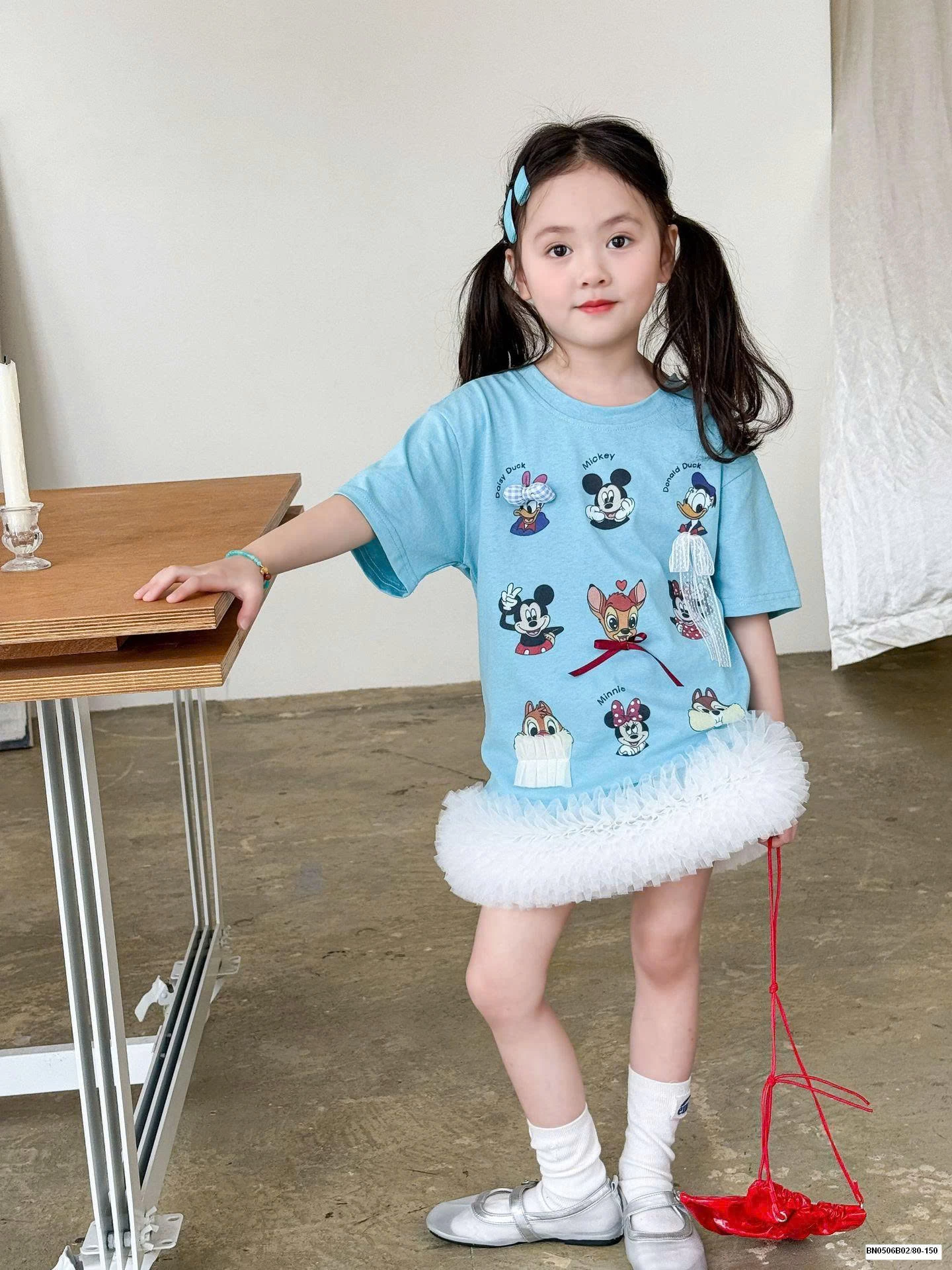 SET ÁO THUN XANH HOẠT HÌNH MIX CV TRẮNG