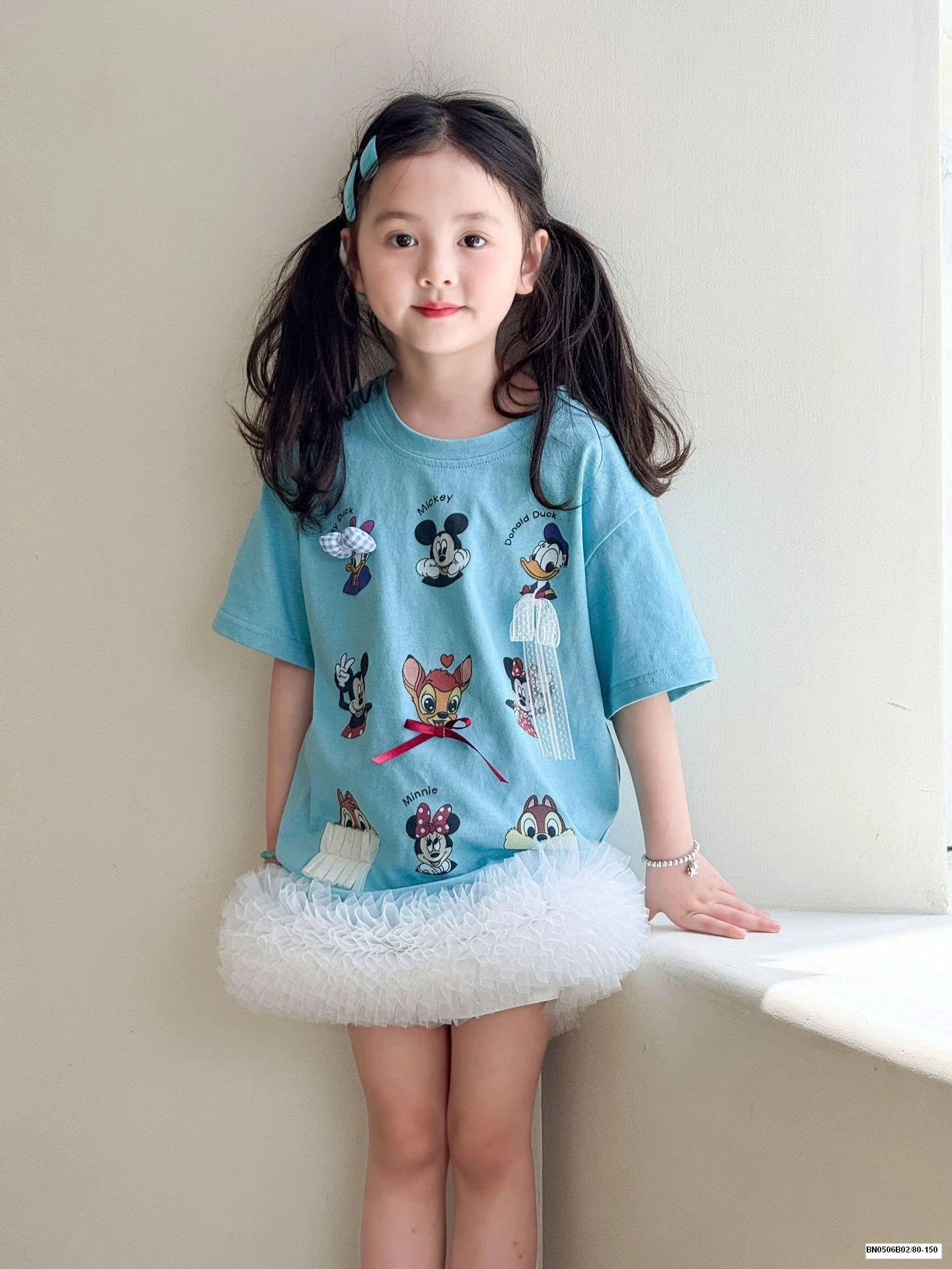 SET ÁO THUN XANH HOẠT HÌNH MIX CV TRẮNG