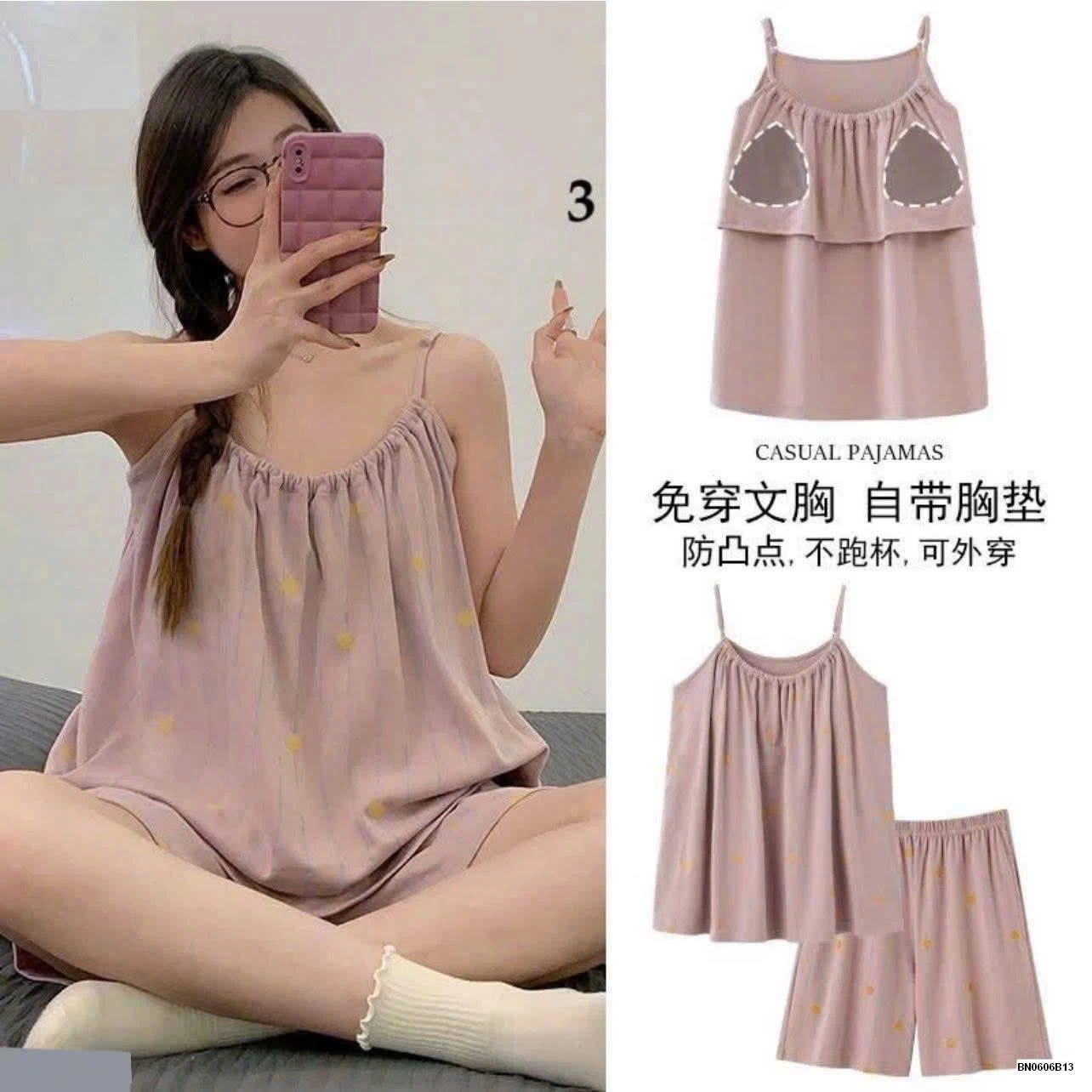 BỘ NGỦ 2 DÂY KÈM ĐỆM NGỰC CHO NỮ