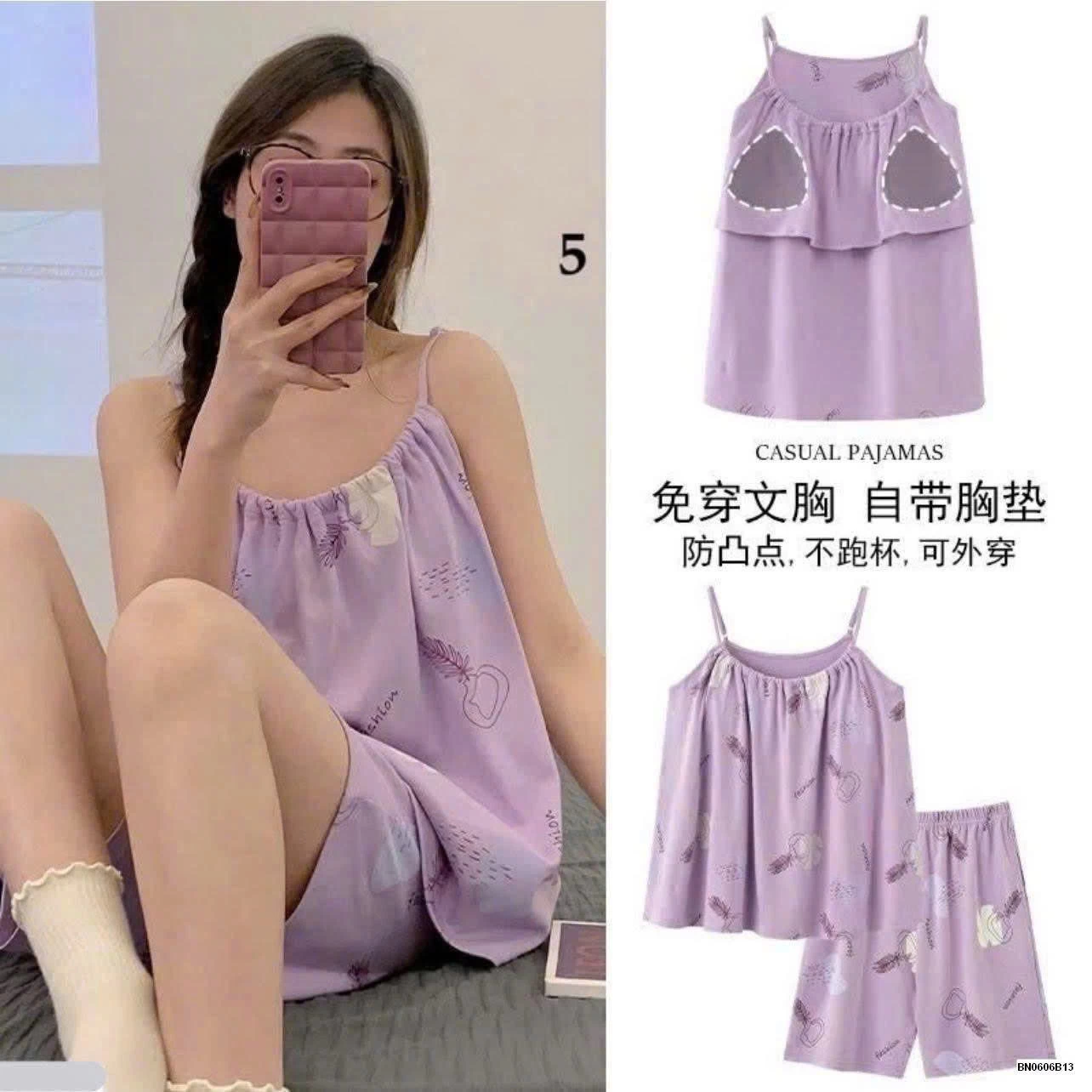 BỘ NGỦ 2 DÂY KÈM ĐỆM NGỰC CHO NỮ