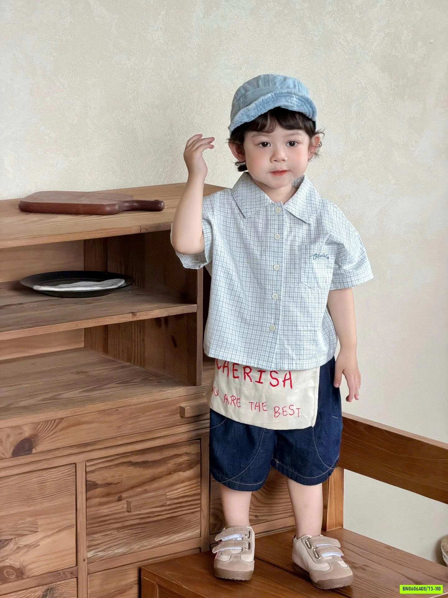 SƠ MI CARO MIX SHORT JEANS BÍ