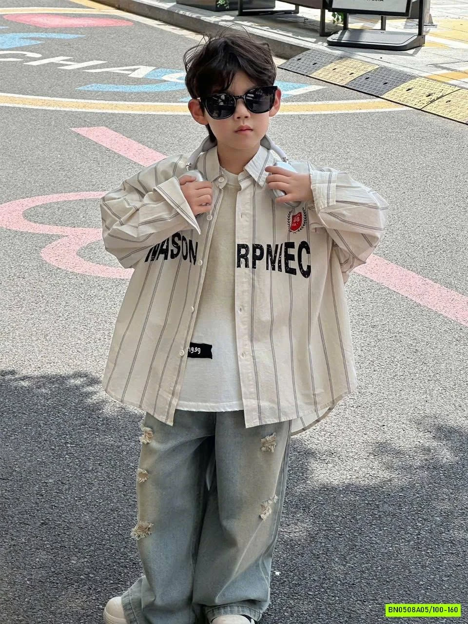 KHOÁC SƠ MI SỌC MIX JEANS SUÔNG