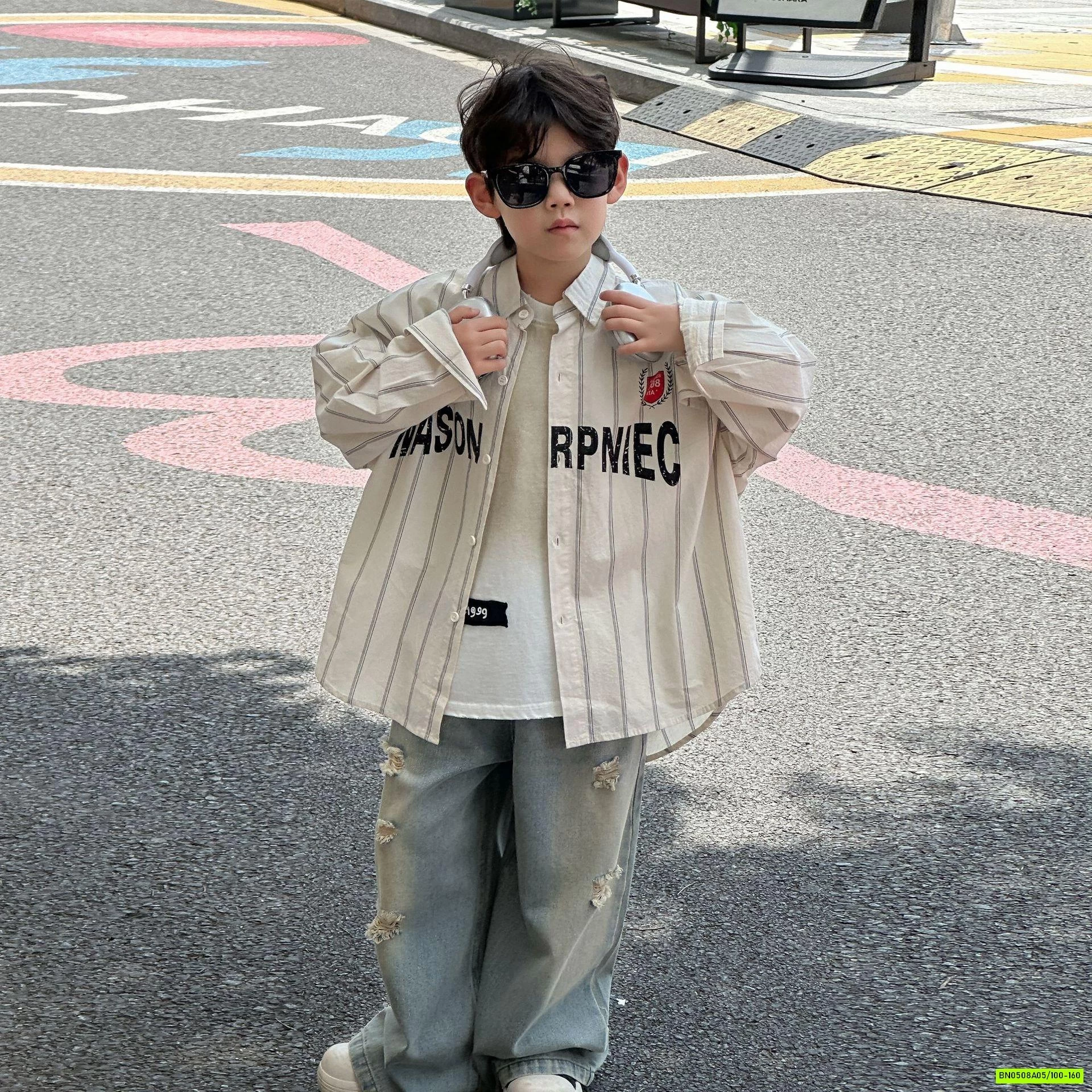 KHOÁC SƠ MI SỌC MIX JEANS SUÔNG