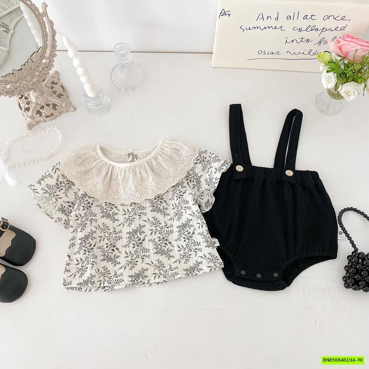 SÉT SƠ MI HOA MIX QUẦN YẾM NHUNG