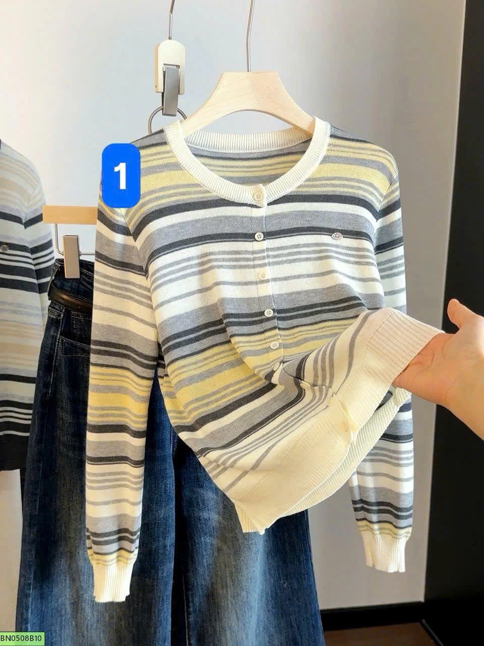 ÁO LEN CÚC KẺ PHỐI MÀU ANNA