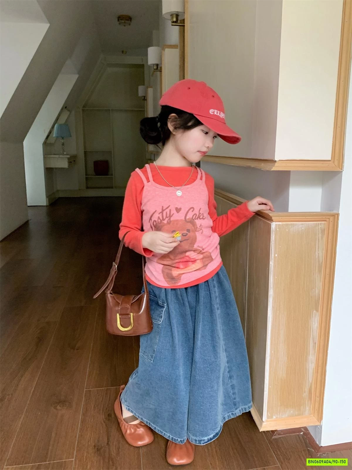 ÁO THUN CAM GIẢ 2 LỚP MIX JEANS ỐNG RỘNG