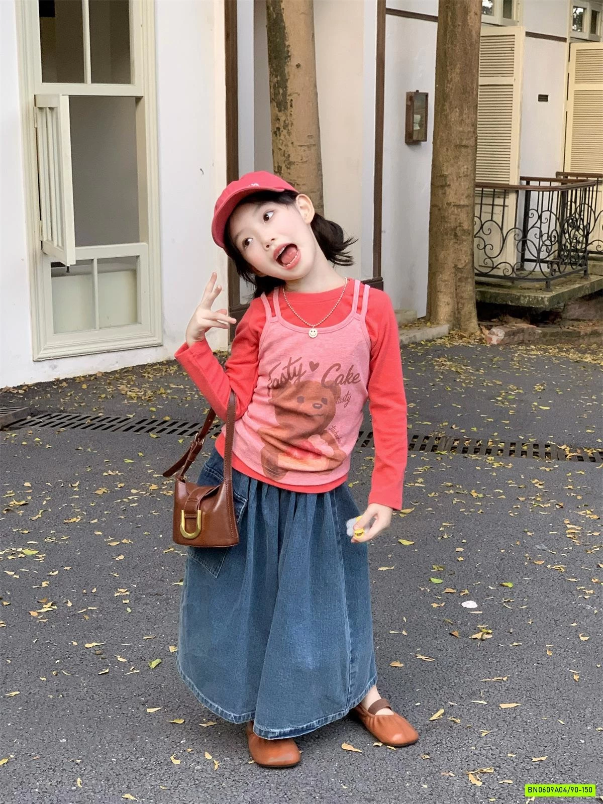 ÁO THUN CAM GIẢ 2 LỚP MIX JEANS ỐNG RỘNG