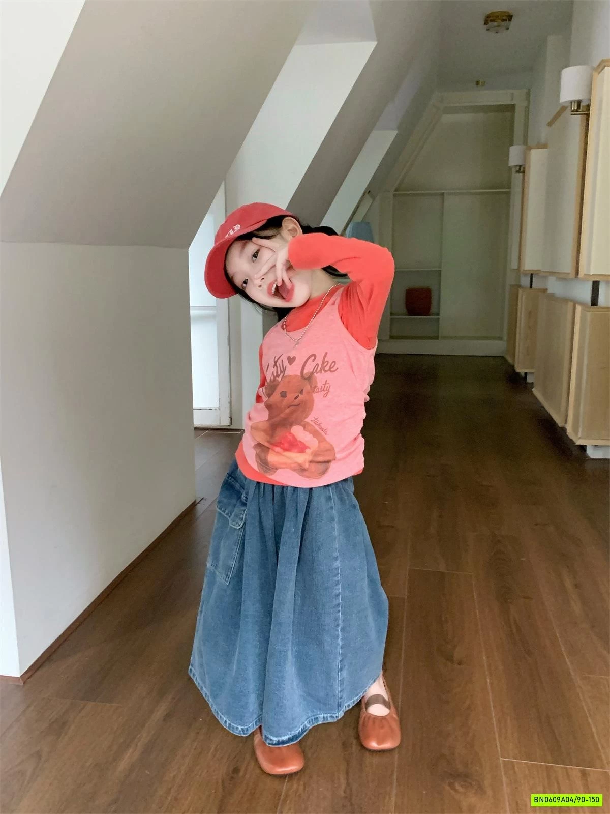 ÁO THUN CAM GIẢ 2 LỚP MIX JEANS ỐNG RỘNG