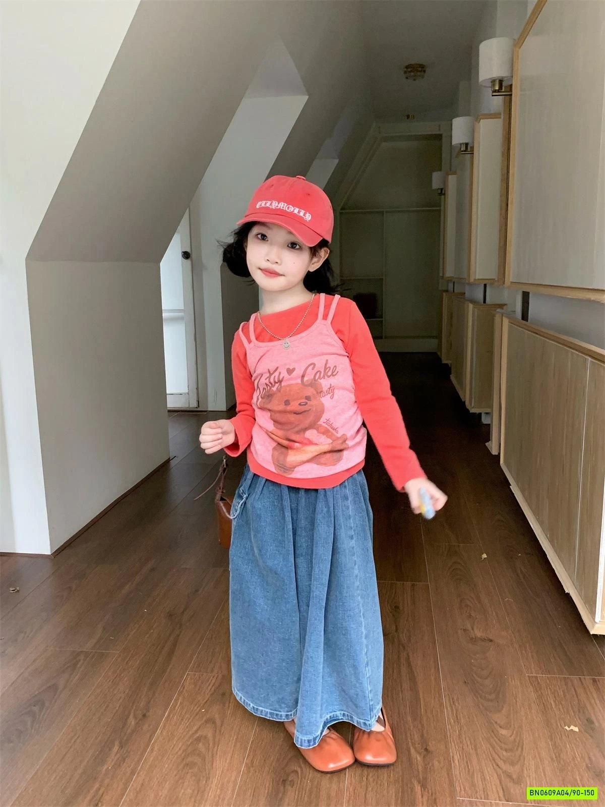 ÁO THUN CAM GIẢ 2 LỚP MIX JEANS ỐNG RỘNG