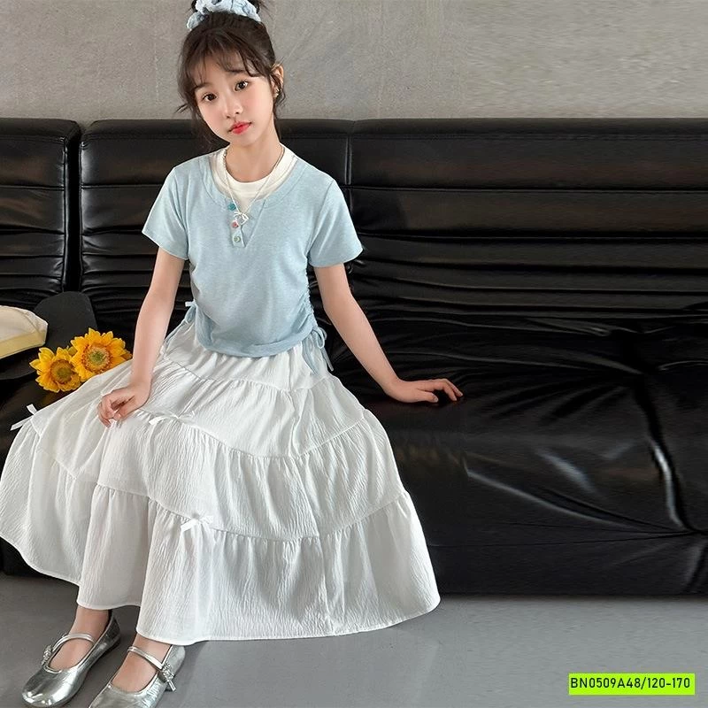 ÁO THUN RÚT EO MIX CV TRẮNG DÁNG DÀI