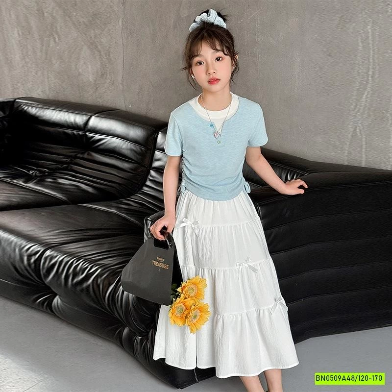 ÁO THUN RÚT EO MIX CV TRẮNG DÁNG DÀI