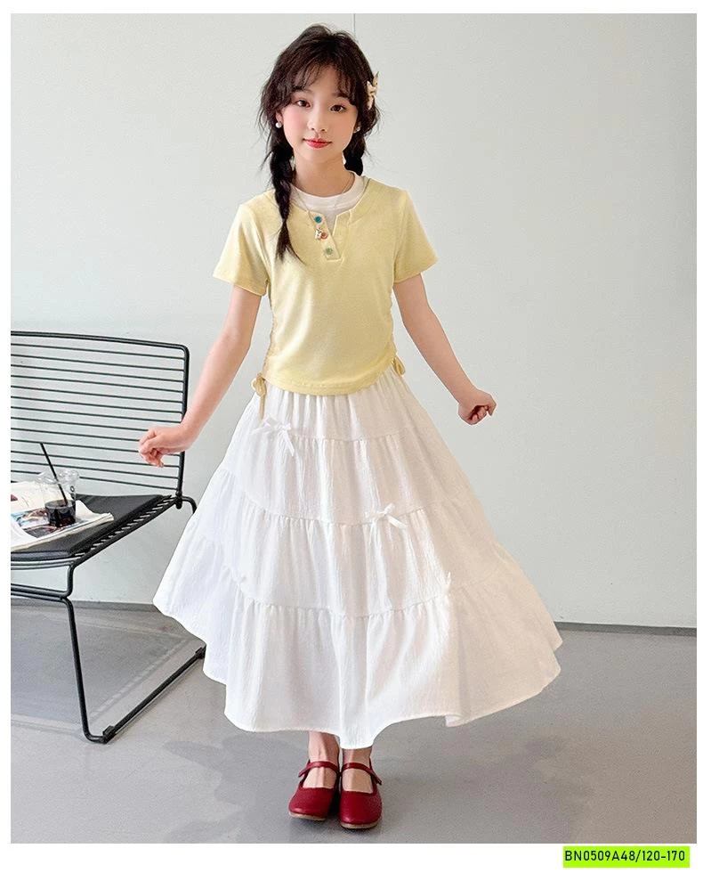 ÁO THUN RÚT EO MIX CV TRẮNG DÁNG DÀI