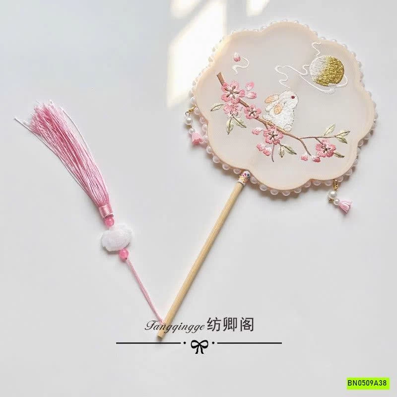 QUẠT TRÒN THÊU TRUNG HOA