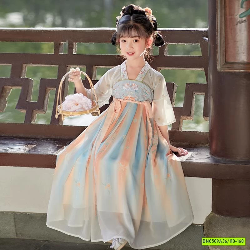 ĐẦM VOAN CỔ TRANG LOANG MÀU