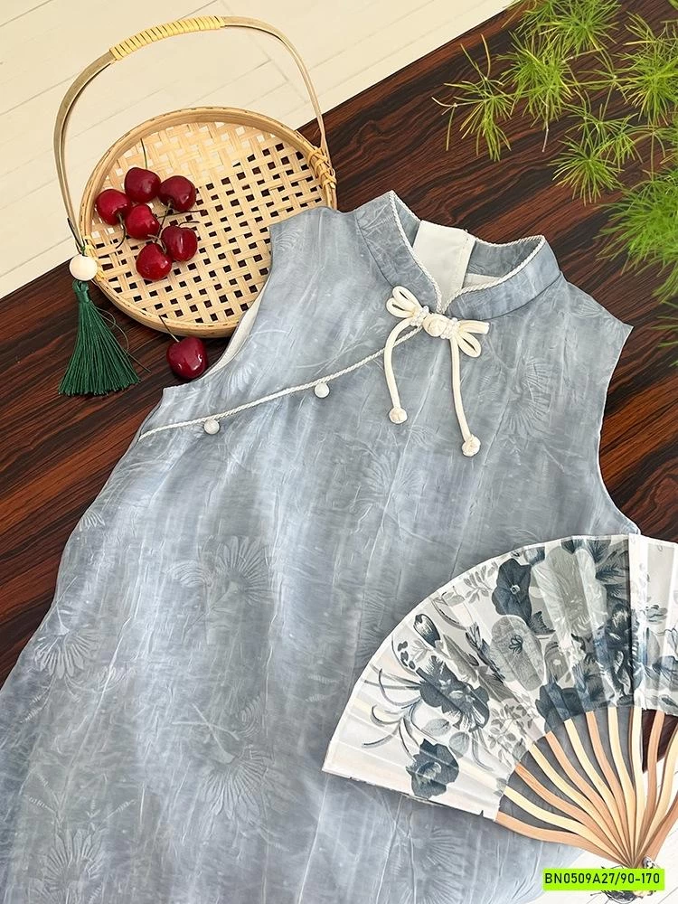 VÁY SƯỜN XÁM ĐŨI XANH PHỐI REN 25E018 AMBB