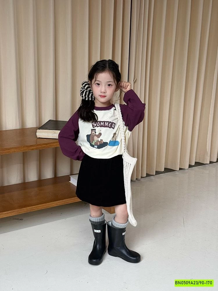 ÁO THUN 25F052 PHỐI MÀU TAY IN HÌNH AMBB