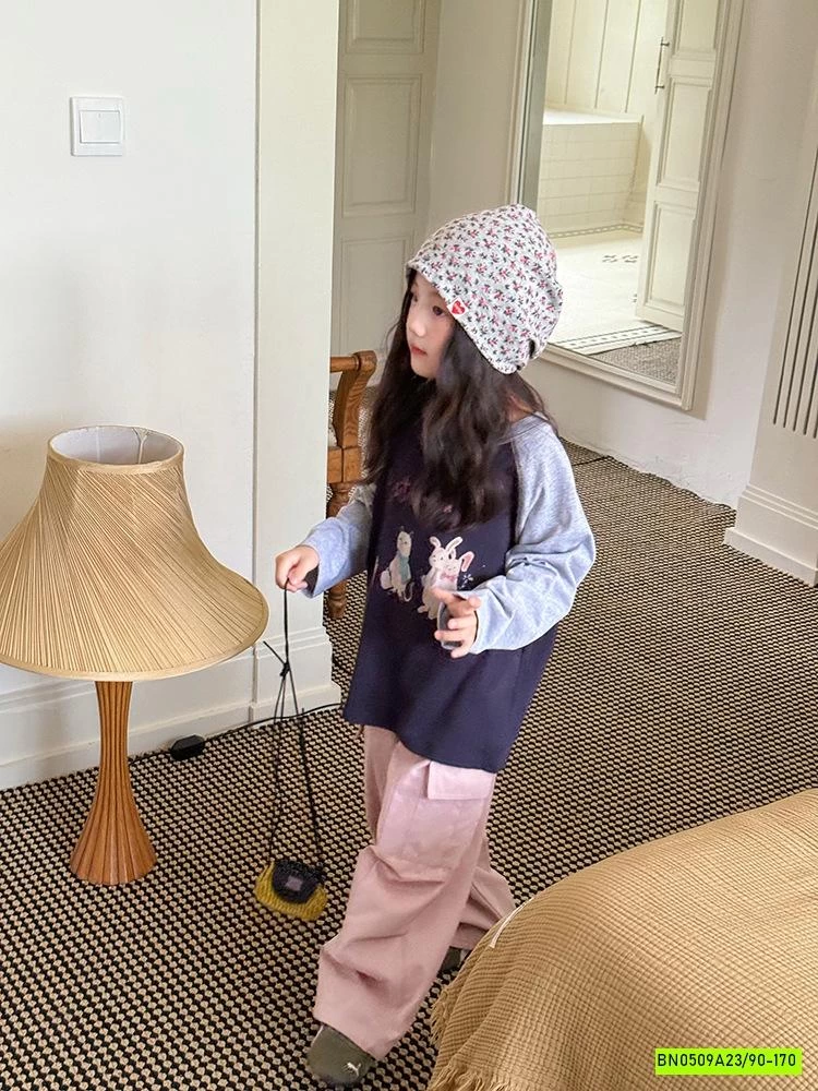 ÁO THUN 25F052 PHỐI MÀU TAY IN HÌNH AMBB