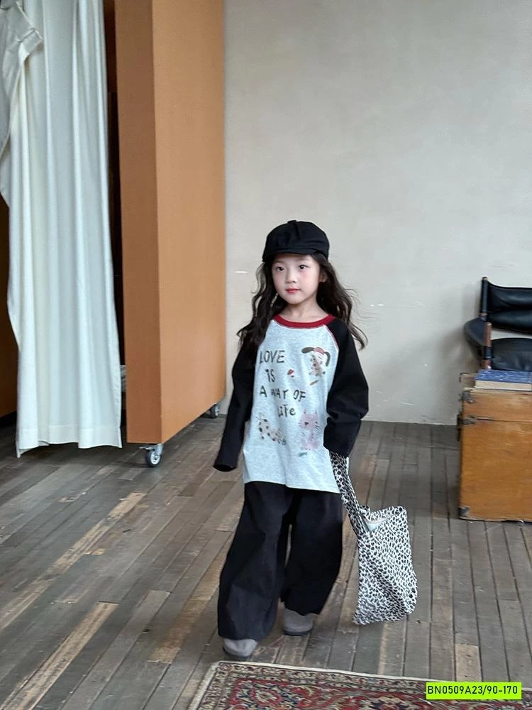 ÁO THUN 25F052 PHỐI MÀU TAY IN HÌNH AMBB