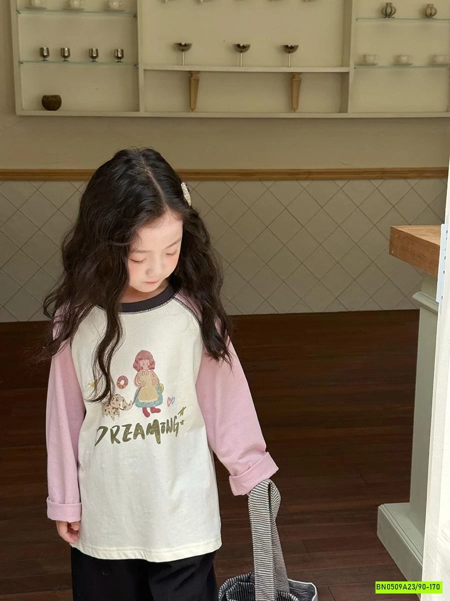 ÁO THUN 25F052 PHỐI MÀU TAY IN HÌNH AMBB