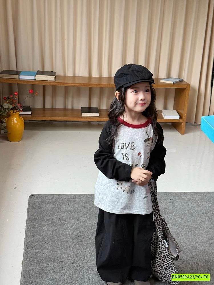 ÁO THUN 25F052 PHỐI MÀU TAY IN HÌNH AMBB