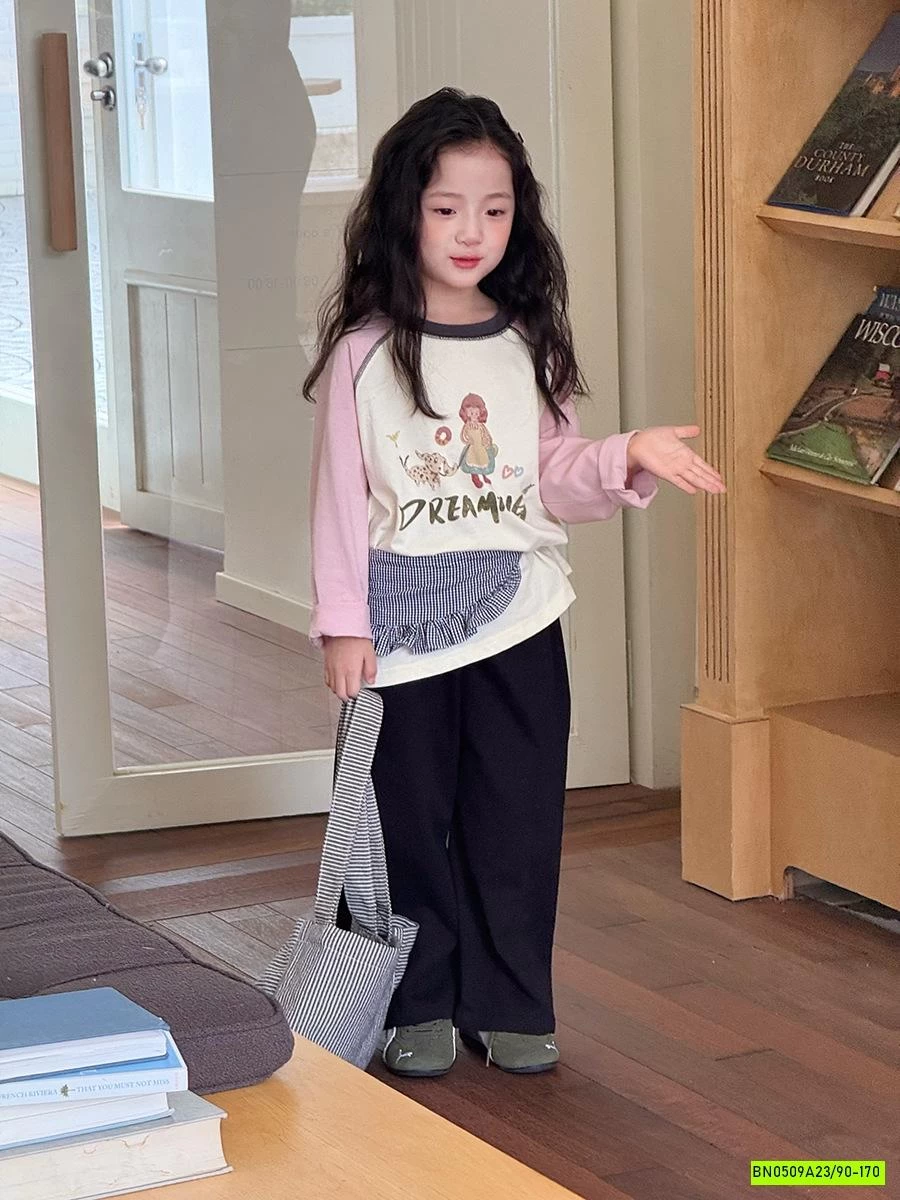 ÁO THUN 25F052 PHỐI MÀU TAY IN HÌNH AMBB