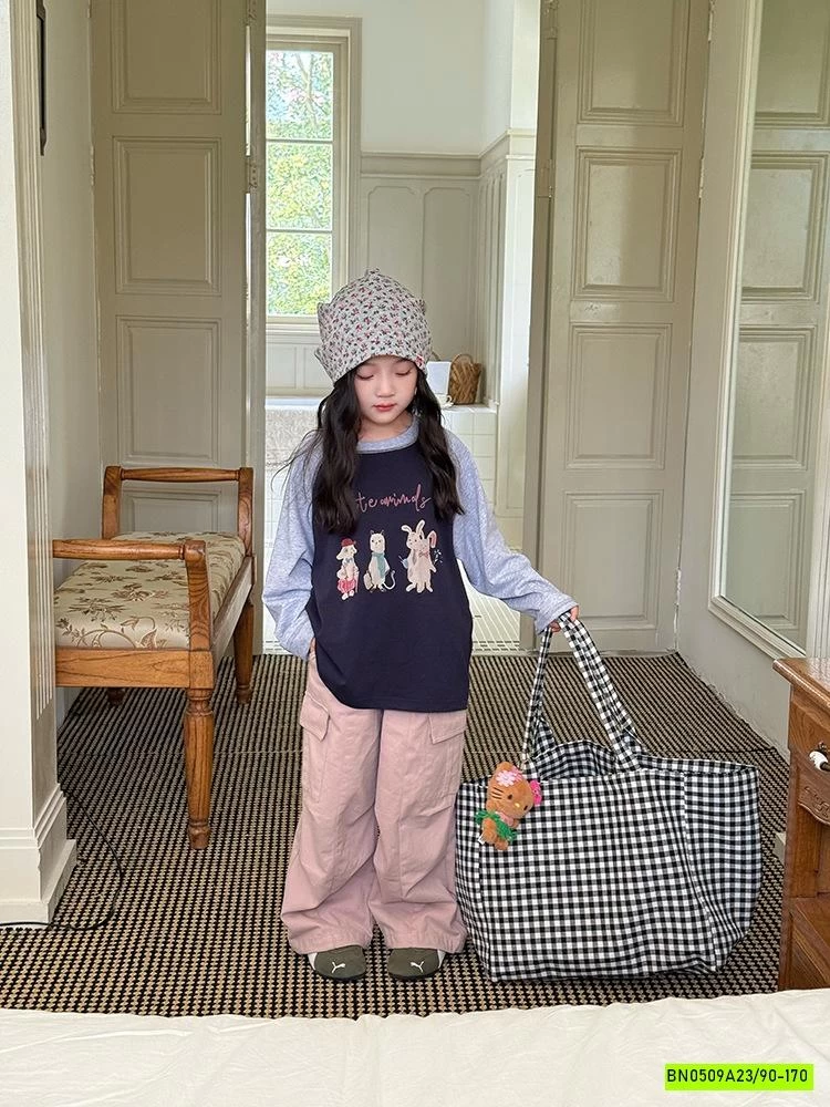 ÁO THUN 25F052 PHỐI MÀU TAY IN HÌNH AMBB