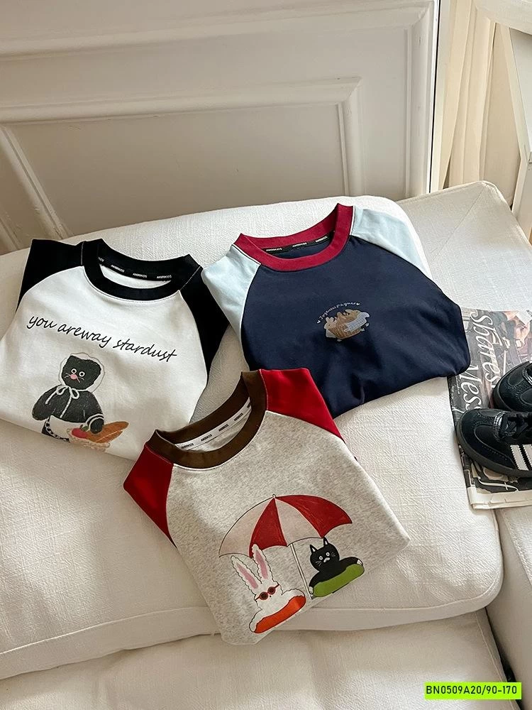 ÁO THUN PHỐI MÀU TAY 25F019 AMBB