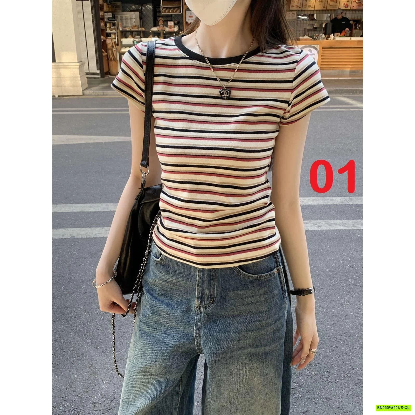 ÁO THUN CỔ TRÒN KẺ BASIC